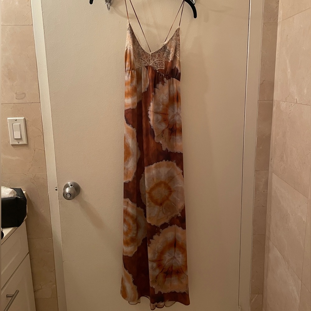 Zara silky tie dye and lace dress
